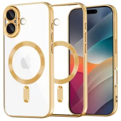 iPhone 17 Gold Techsuit - Luxury Crystal MagSafe tok