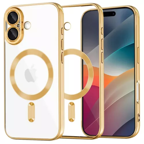 iPhone 17 Gold Techsuit - Luxury Crystal MagSafe tok