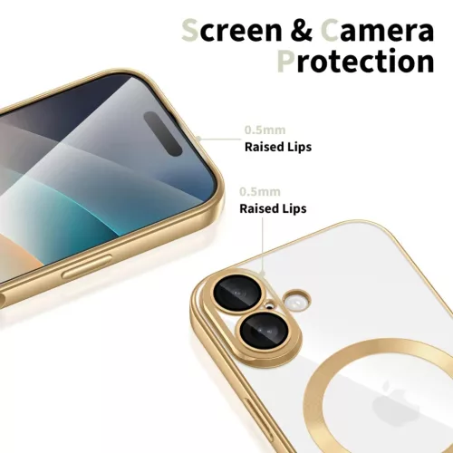 iPhone 17 Gold Techsuit - Luxury Crystal MagSafe tok
