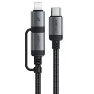 Acefast - Adatkábel (C20-01) - USB-C Type-C-hez, Lightning, 60W, Gyors töltés, Hajlításálló, MFi Tanúsítvánnyal, 1.2m - Fekete