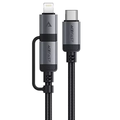 Acefast - Adatkábel (C20-01) - USB-C Type-C-hez, Lightning, 60W, Gyors töltés, Hajlításálló, MFi Tanúsítvánnyal, 1.2m - Fekete