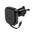 Acefast D32 Mágneses Légbeömlő Tartó 15W Induktív Töltővel és Visszahúzható USB-C Kábellel - Fekete