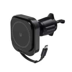   Acefast D32 Mágneses Légbeömlő Tartó 15W Induktív Töltővel és Visszahúzható USB-C Kábellel - Fekete
