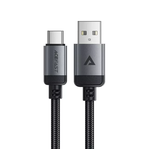 Acefast USB Type-C Adatkábel C20-04, 3A, Gyors Töltés, Hajlításálló, Nylon Fonat, 1,2m - Fekete