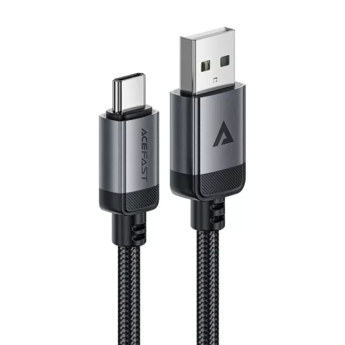 Acefast USB Type-C Adatkábel C20-04, 3A, Gyors Töltés, Hajlításálló, Nylon Fonat, 1,2m - Fekete