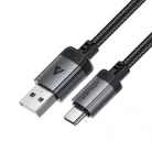 Acefast USB Type-C Adatkábel C20-04, 3A, Gyors Töltés, Hajlításálló, Nylon Fonat, 1,2m - Fekete