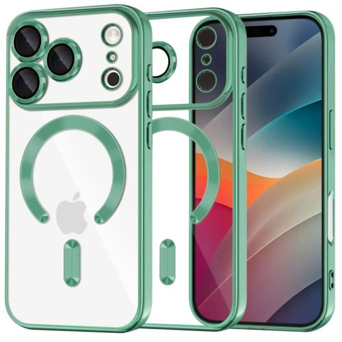 iPhone 17 Pro Max Techsuit - Luxury Crystal MagSafe - Világos Zöld tok