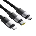 Data Cable Baseus USB to Type-C, Lightning, Micro-USB, 100W, 1.5m - Cluster Black