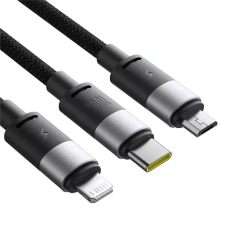 Data Cable Baseus USB to Type-C, Lightning, Micro-USB, 100W, 1.5m - Cluster Black