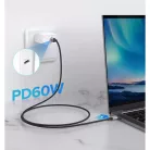 Ugreen USB Type-C - USB Type-C kábel QC. 480Mbps 60W 3A 1m fekete és szürke (US261 50150)