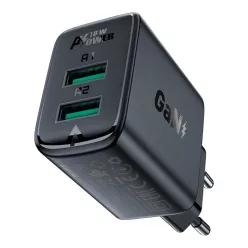   Acefast Töltő Adapter 2 X USB 18W QC 3.0 AFC, FCP fekete  (A33 black)