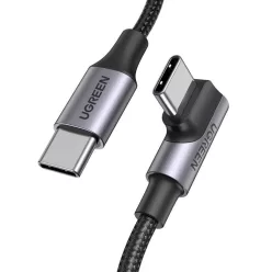   Ugreen US334 USB-C - USB-C kábel, 90 fokban döntött 5A, PD 100W, 2m (fekete)