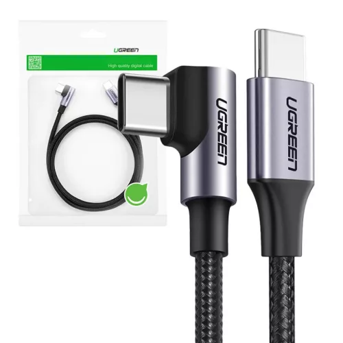 Ugreen US255 USB-C to USB-C kábel, 3m, 60W, szögletes (fekete)