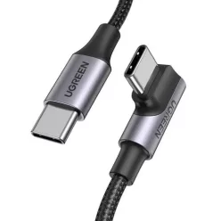   Ugreen US334 70643 USB-C (szögletes) / USB-C (egyenes) kábel 100W PD 1m - fekete