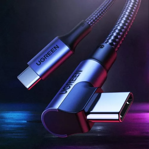 Ugreen US334 70643 USB-C (szögletes) / USB-C (egyenes) kábel 100W PD 1m - fekete