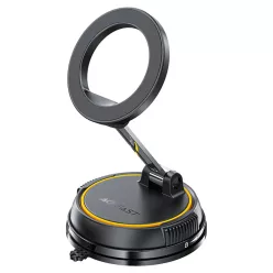   Autós tartó Acefast Car Holder (D55) - Műszerfalra / Szélvédőre, 360°, Kettős tengelyű, Összecsukható, Erős mágnesek, Max. 6.9" - Fekete