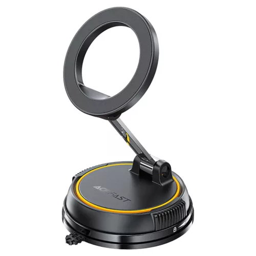 Autós tartó Acefast Car Holder (D55) - Műszerfalra / Szélvédőre, 360°, Kettős tengelyű, Összecsukható, Erős mágnesek, Max. 6.9" - Fekete