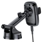 Autós telefontartó Acefast - vezeték nélküli töltéssel (D49) - Műszerfalra, mágneses rögzítés, zárókapcsos, 15W, 4.7-6.9" méretű telefonokhoz - Fekete