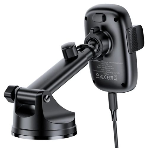 Autós telefontartó Acefast - vezeték nélküli töltéssel (D49) - Műszerfalra, mágneses rögzítés, zárókapcsos, 15W, 4.7-6.9" méretű telefonokhoz - Fekete