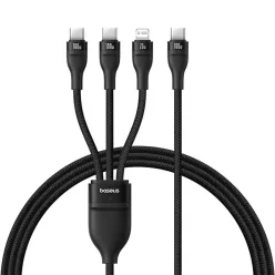   Baseus Flash Series 3 3in1 kábel 100W USB-C - USB-C+USB-C+ Lightning 1.5m + 3 x 0.25 m - fekete