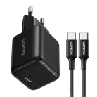 Ugreen X513 30W GaN fali töltő 1x USB-C + 1m USB-C kábel - Fekete