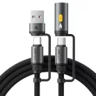 Acefast - Adatkábel (J6) - Multifunkciós, Gyors töltés, USB/USB-C - Type-C/Szivargyújtó, 60W, 3A, 1.2m - Fekete