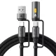 Acefast - Adatkábel (J6) - Multifunkciós, Gyors töltés, USB/USB-C - Type-C/Szivargyújtó, 60W, 3A, 1.2m - Fekete