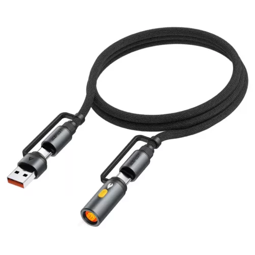Acefast - Adatkábel (J6) - Multifunkciós, Gyors töltés, USB/USB-C - Type-C/Szivargyújtó, 60W, 3A, 1.2m - Fekete
