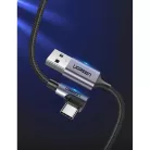 Ugreen USB/USB Type-C kábel döntött fejjel 3A 1m szürke
