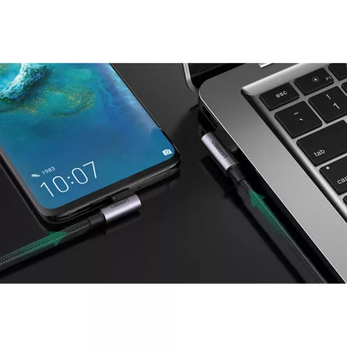 Ugreen US176 USB - USB-C kábel, 90 fokban döntött, 3A, 2m (fekete)