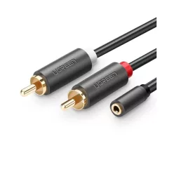 2xRCA kábel (Cinch) jack 3.5 mm 25cm fekete UGREEN AV102