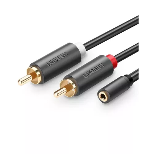 2xRCA kábel (Cinch) jack 3.5 mm 25cm fekete UGREEN AV102