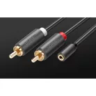 2xRCA kábel (Cinch) jack 3.5 mm 25cm fekete UGREEN AV102