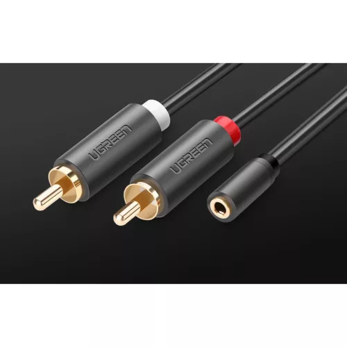 2xRCA kábel (Cinch) jack 3.5 mm 25cm fekete UGREEN AV102