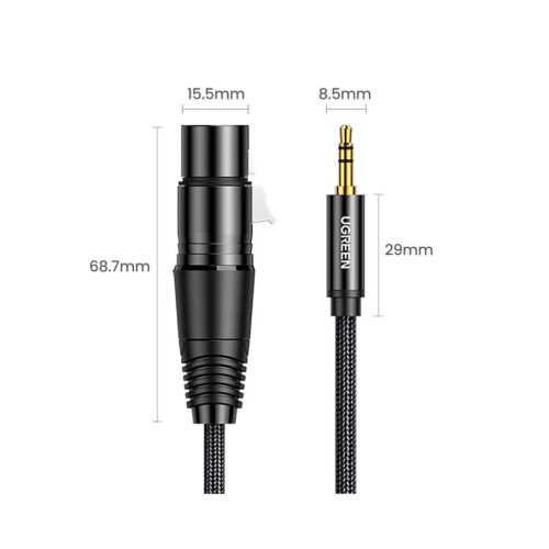 Ugreen AV182 XLR anya-3.5mm jack dugós kábel - 2 m (fekete)