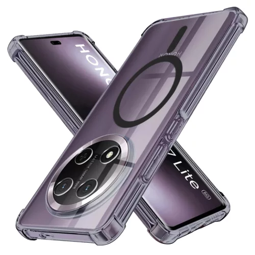 Honor Magic7 Lite / X9c Fekete Füst Techsuit Ütésálló Átlátszó Szilikon MagSafe tok