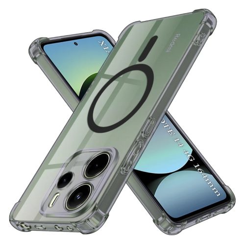Xiaomi Redmi Note 14 4G (Regional) - Techsuit ütésálló átlátszó szilikon tok MagSafe - Füstfekete