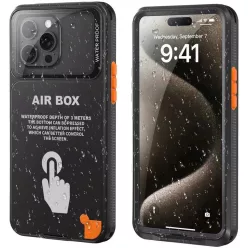   iPhone 12 Pro Max/13 Pro Max/14 Pro Max/15 Pro Max/16 Pro Max/15+/16+ Fekete ShellBox AirBox Vízálló IP68 (6,7 inch) tok