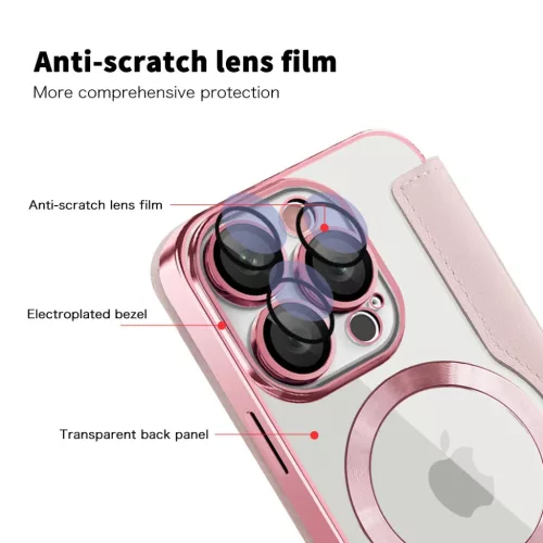 Techsuit - SmartMag Könyv Tok - iPhone 16 Pro - Rózsaszín tok