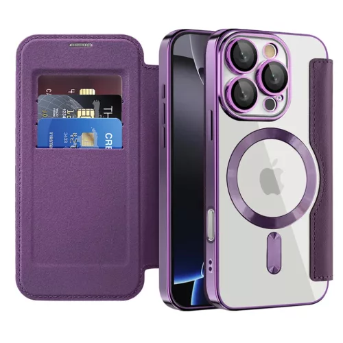 Techsuit - SmartMag Könyv Tok - iPhone 16 Pro - Lila tok