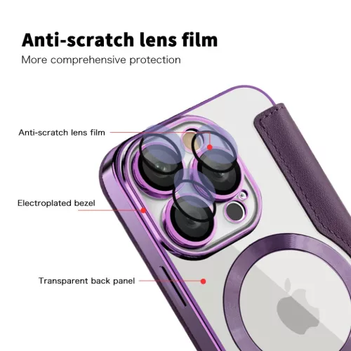Techsuit - SmartMag Könyv Tok - iPhone 16 Pro - Lila tok