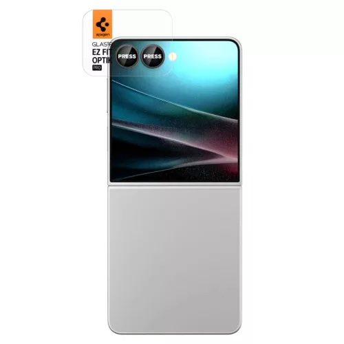 Samsung Galaxy Z Flip 7 fekete üvegfólia Spigen Optik Pro Hd Glas.tr ”Ez Fit” kamera védő 2 csomag