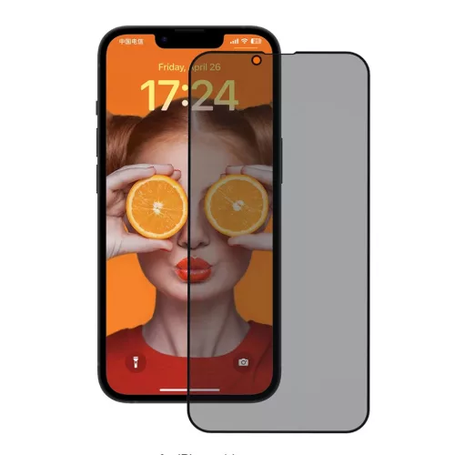 iPhone 14 Fekete ANANK 2.5D 26° Privacy képernyővédő fólia