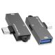 Techsuit - DataBlitz Adapter (A21) - Type-C, USB3.0, PD100W, 5Gbps - Szürke
