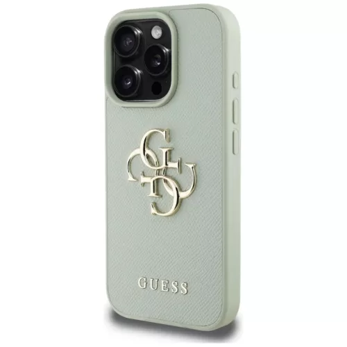 iPhone 16 Pro 6,3" Zöld Guess Hardcase PU Grained Big 4G és Classic Logo tok