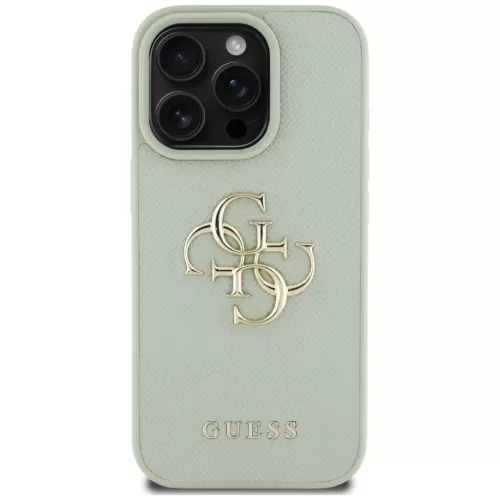 iPhone 16 Pro 6,3" Zöld Guess Hardcase PU Grained Big 4G és Classic Logo tok