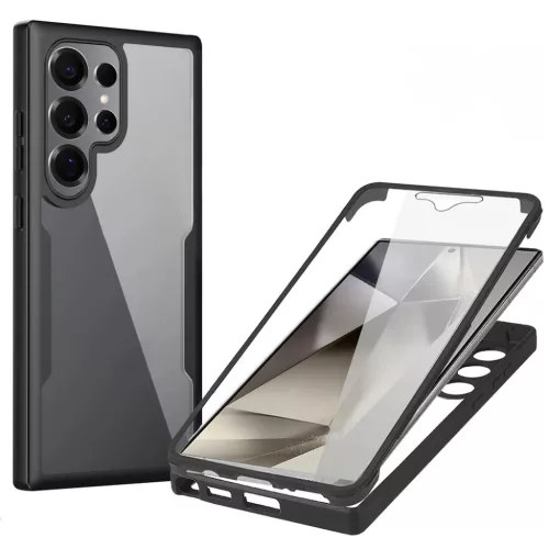 Samsung Galaxy S25 Ultra Fekete Techsuit ColorVerse 360 sorozat + Képernyővédő tok
