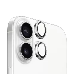   Blueo - Eredeti fémkeretes lencsevédő (2 darab) - iPhone 16 / iPhone 16 Plus - Ezüst üvegfólia