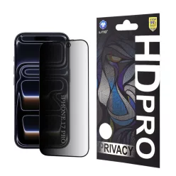 iPhone 17 Pro Fekete Lito - HD Pro Privacy üvegfólia