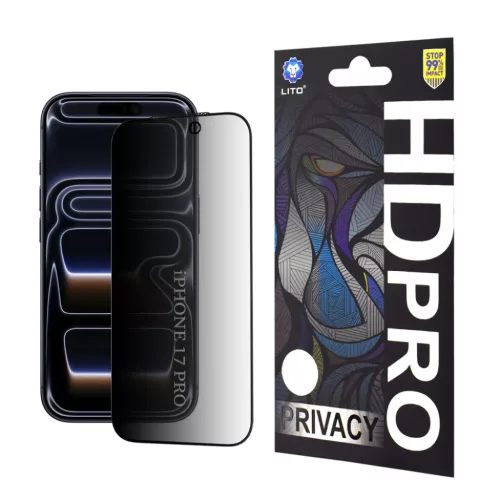 iPhone 17 Pro Fekete Lito - HD Pro Privacy üvegfólia